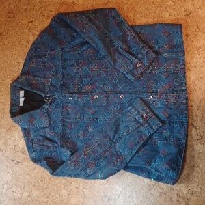 BLEU BAYOU Denim Jacket With All Over Embroidery, Beading, Sequins Size L